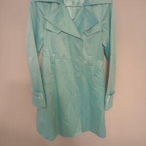 bebe Light Blue Double-Breasted Trench Coat
